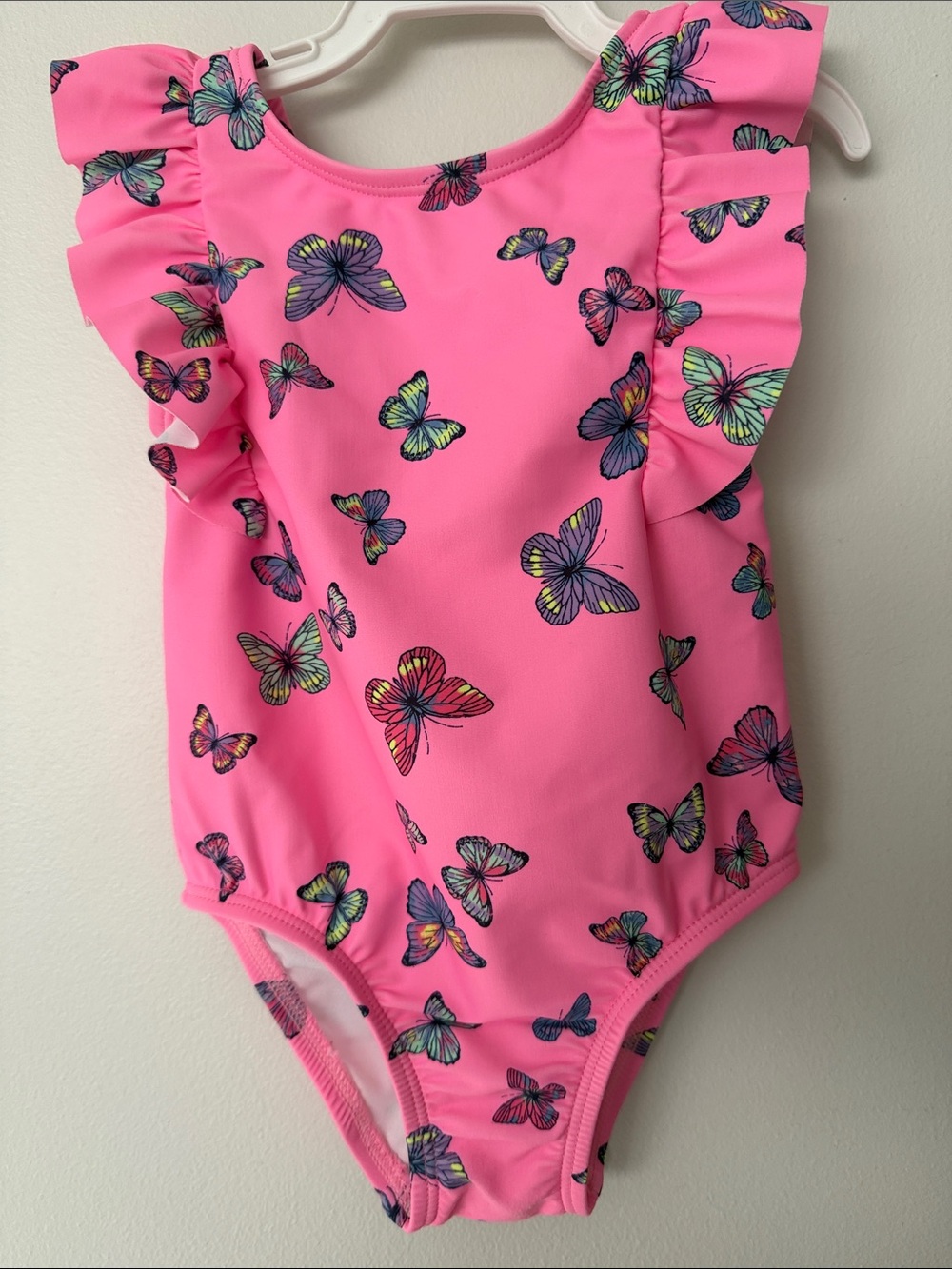 Pink Butterfly Ruffle One-Piece - Picture 3 of 3